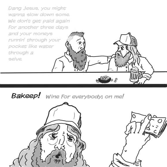 Drawing in Miracles of Blue Collar Jesus by WizardCroissant