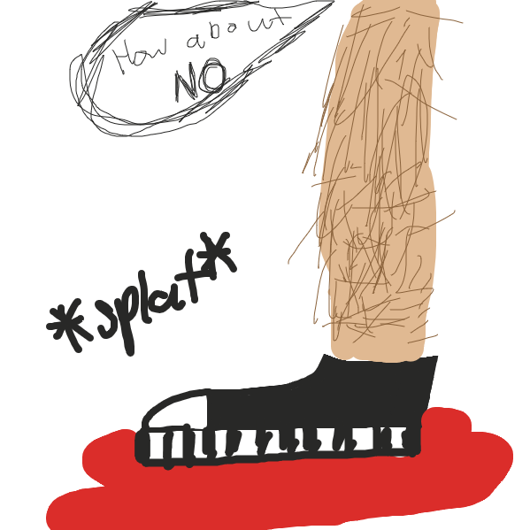 The enemy is puny, so a hairy legged man steps on him - Online Drawing Game Comic Strip Panel by SAMiAm