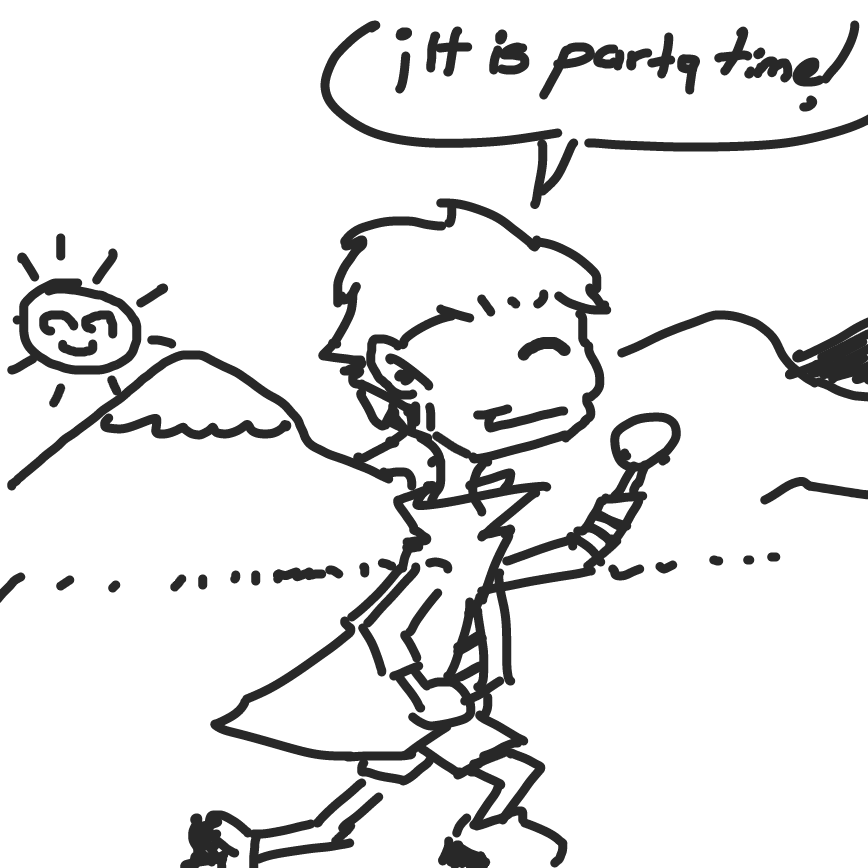 he wants a party to celebrate...but maybe he wont be able... becase everyone is dead by now - Online Drawing Game Comic Strip Panel by ArelaEstudio