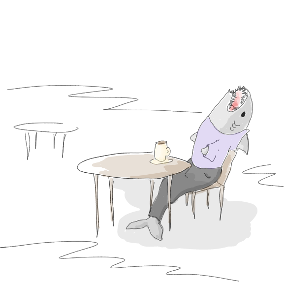 Drawing in Shark Coffee by WizardCroissant