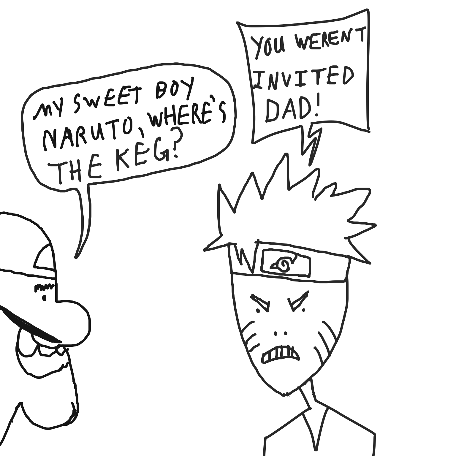 Drawing in The lost brother of the Mariobros is Naruto's DAD? by notquiteright_comics