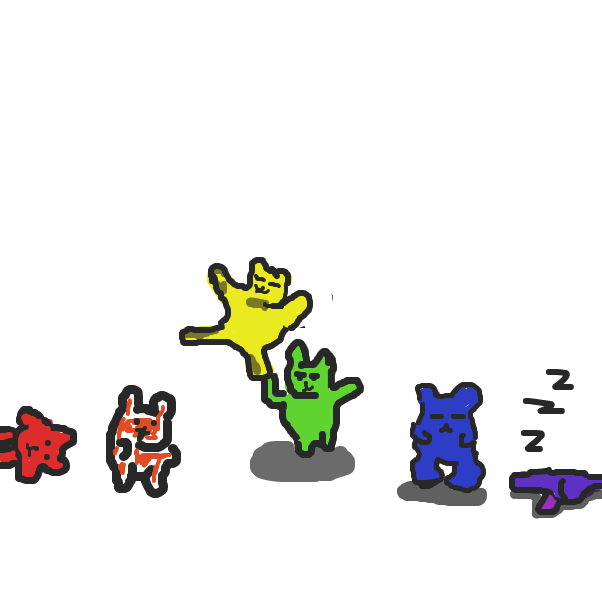 Gummy bears doing shenanigans - Online Drawing Game Comic Strip Panel by HiveMind