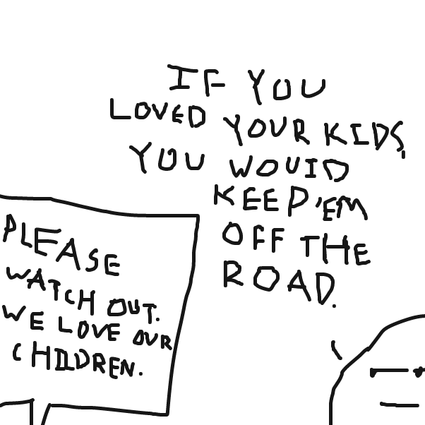 Guy criticizes whoever put the sign - Online Drawing Game Comic Strip Panel by HiveMind