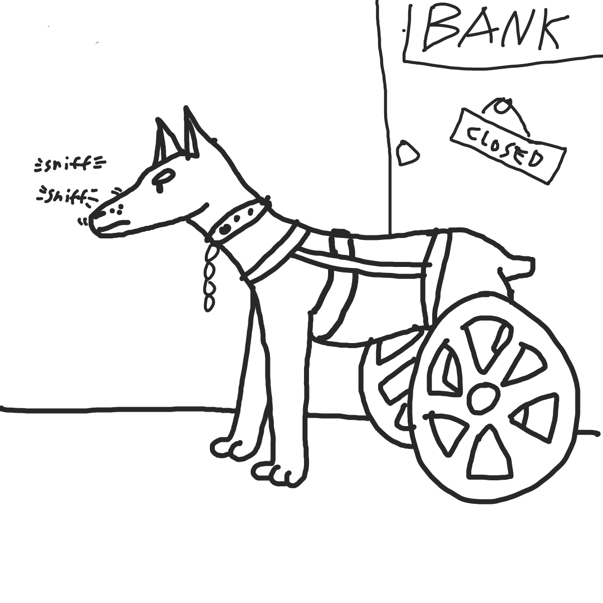 Drawing in Paraplegic guard dog by bajira