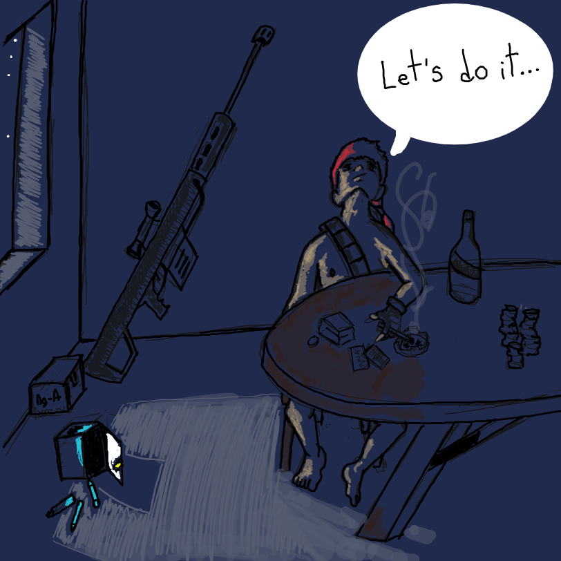 Our red-haired vampire hunter is ready. He has silver bullets amd is done gambling in Las Vegas so... Let´s do it... - Online Drawing Game Comic Strip Panel by ArelaEstudio