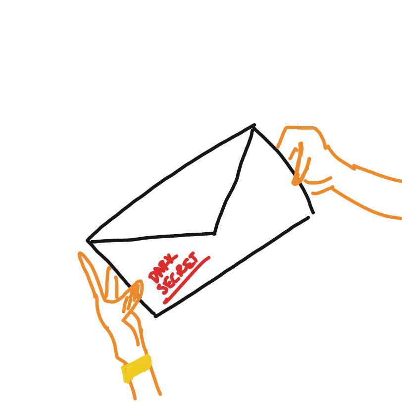 A letter with the "DARK SECRET" label has arrived! - Online Drawing Game Comic Strip Panel by ArelaEstudio