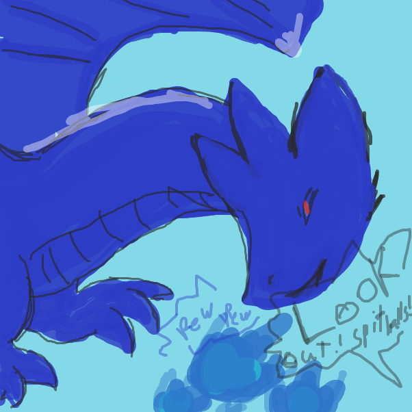 The blue one just likes to spit on people - Online Drawing Game Comic Strip Panel by Derren