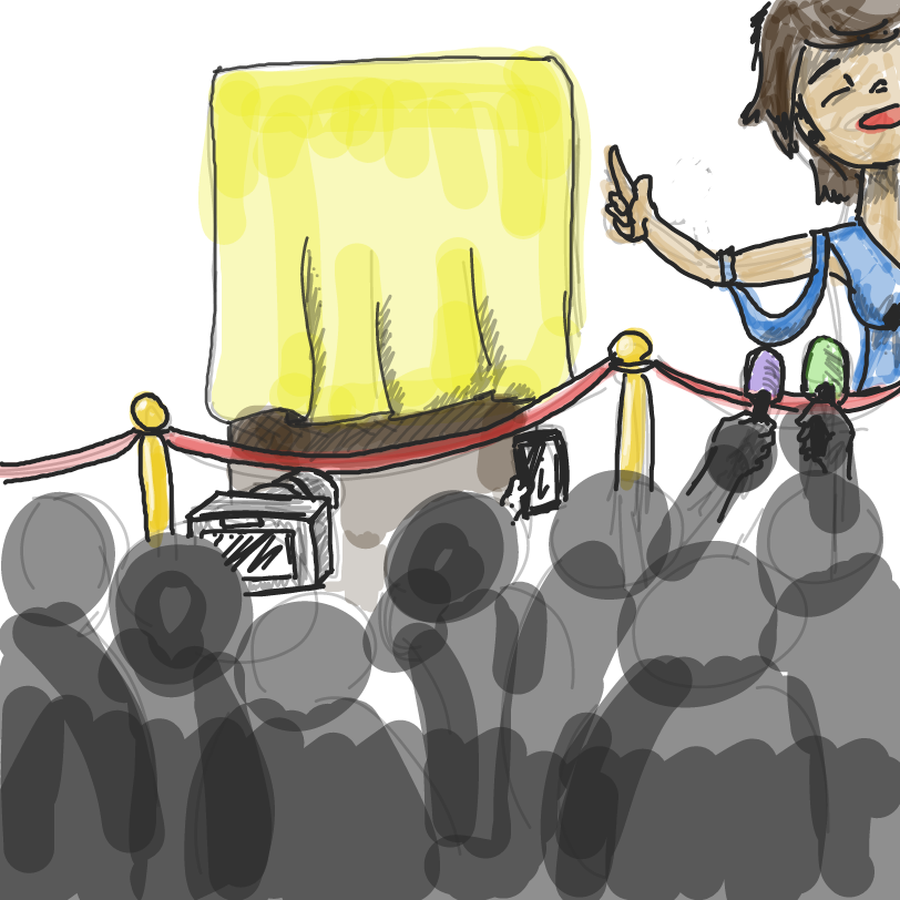 A new important rococo painting is going to be unveiled at the museum. - Online Drawing Game Comic Strip Panel by ArelaEstudio