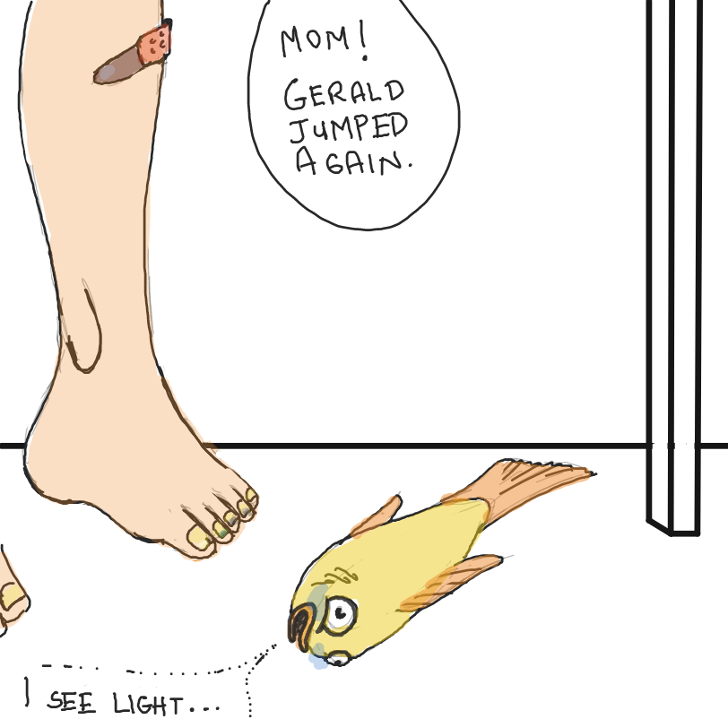 Is Gerald unhappy with its fish life? - Online Drawing Game Comic Strip Panel by ArelaEstudio