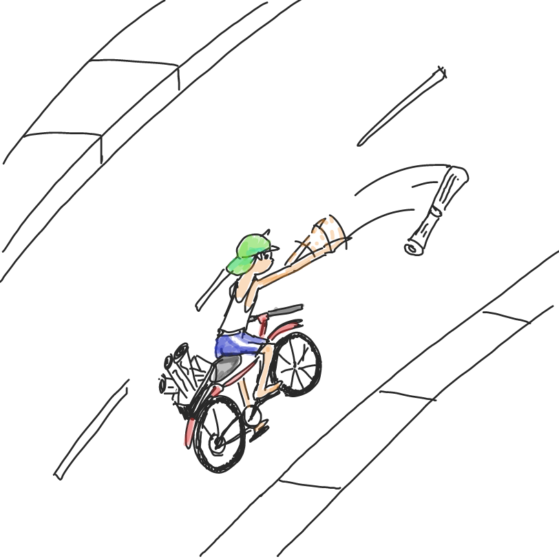 The newspapaer boy is doing his job. - Online Drawing Game Comic Strip Panel by ArelaEstudio