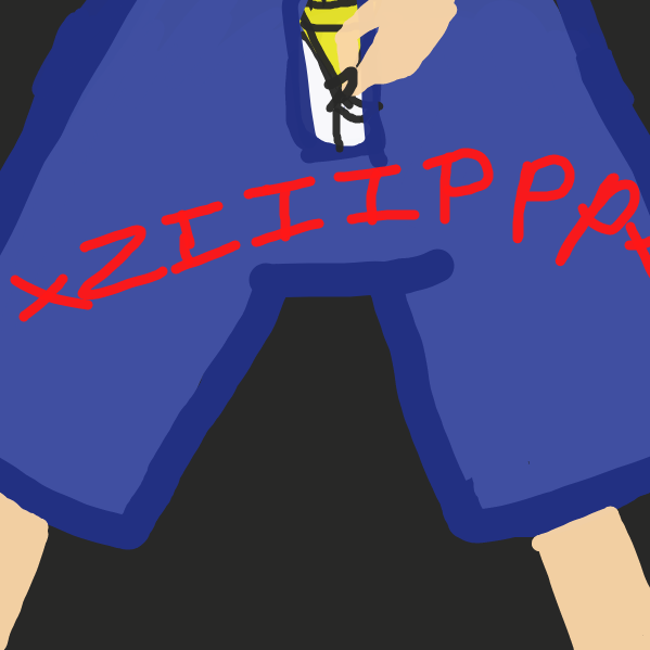 he unzips his pants (to probably pee on flowey) - Online Drawing Game Comic Strip Panel by Skylar