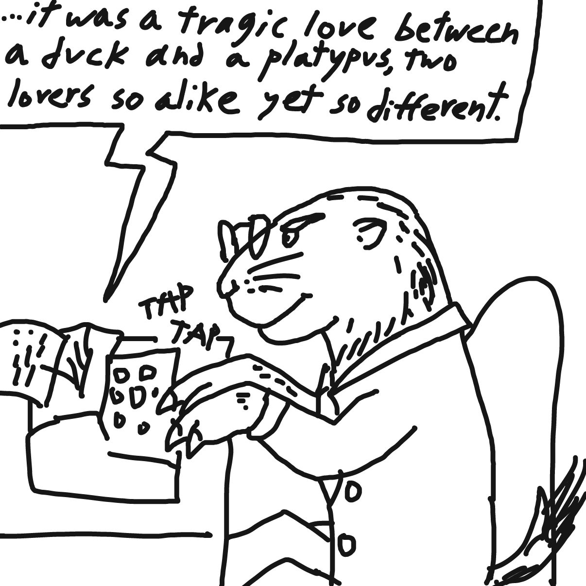 Drawing in Arthur, the Author Otter by bajira