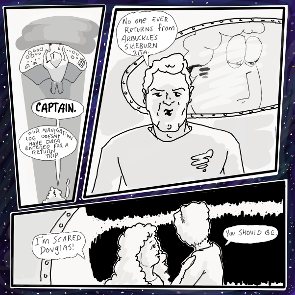 Fantastic Voyage to Jon Arbuckle's sideburn was an idea that occurred to me a while ago. I just recently discovered "I'm sorry Jon". It's pretty fun and crazy stuff if you're into a monstrous Garfield tormenting Jon. - Online Drawing Game Comic Strip Panel by Wizard Croissant
