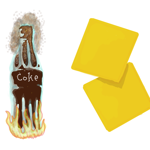 Warm Coca Cola and two slices of processed cheese food. - Online Drawing Game Comic Strip Panel by Wizard Croissant