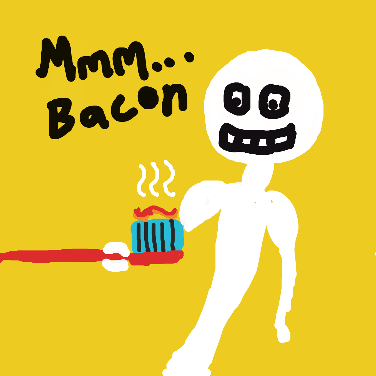 Skinny guy discovers the bacon toothpaste - Online Drawing Game Comic Strip Panel by FantasticJammy