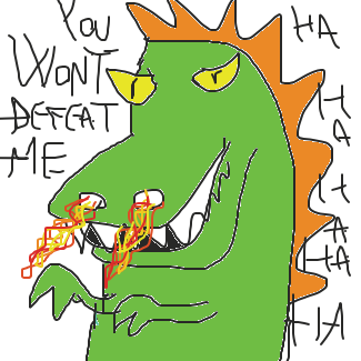 A dragon appears and starts provoking  - Online Drawing Game Comic Strip Panel by TripStrips