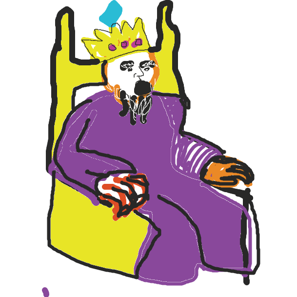 The old king could not leave his thrown.  He had grown attached to it over many ponderous, brooding years. - Online Drawing Game Comic Strip Panel by infinite_canvas