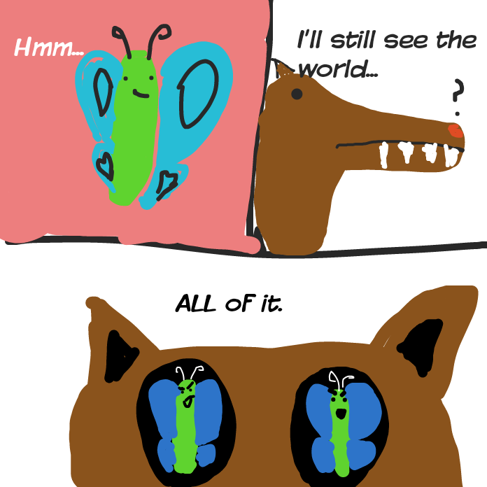Butterfly buyer takes over a coyote I think - Online Drawing Game Comic Strip Panel by N0thanks 