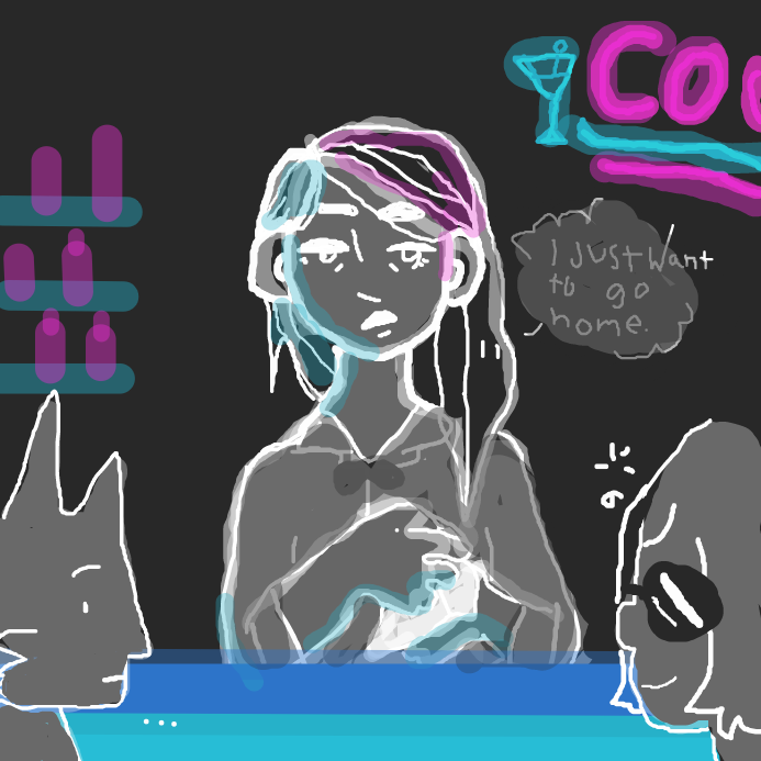 Drawing in Artist bar: grand reopening  by elliebean