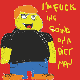 the fat guy is going on a diet  - Online Drawing Game Comic Strip Panel by TripStrips