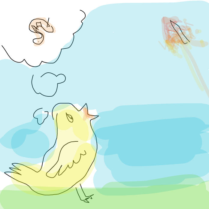 The hungry bird finds nuke is tasty!  - Online Drawing Game Comic Strip Panel by ArelaEstudio