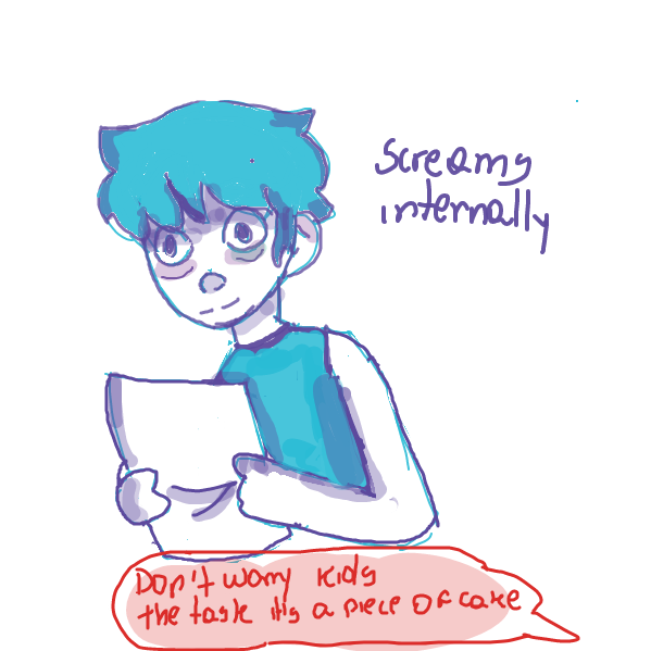 i hate math and i get panicked when i study that stuff - Online Drawing Game Comic Strip Panel by L.E 