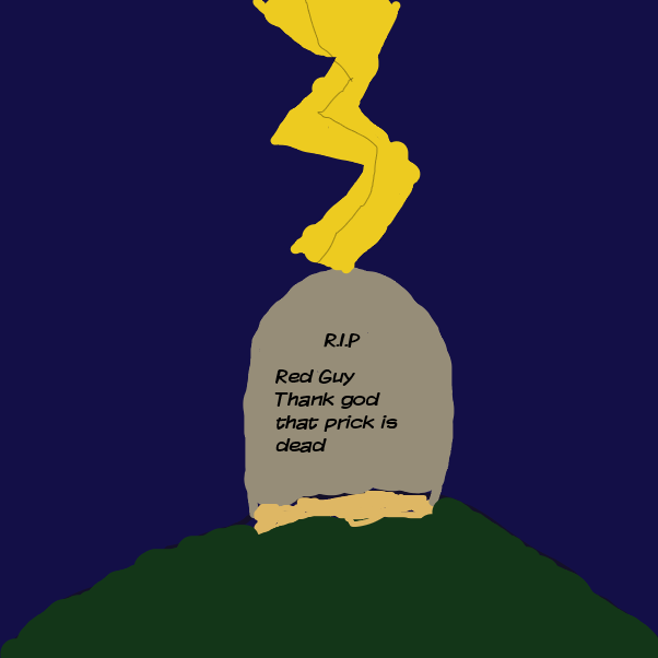 Red Guy's grave is hit by a lighting bolt - Online Drawing Game Comic Strip Panel by Red Guy 2