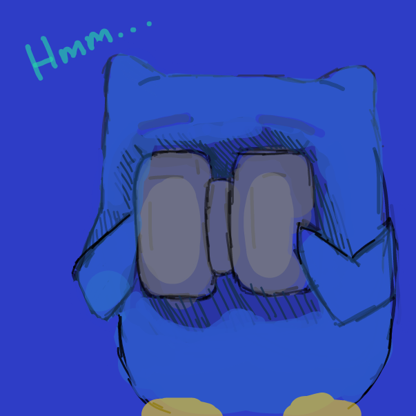 Drawing in Owl with binoculars by Karosh