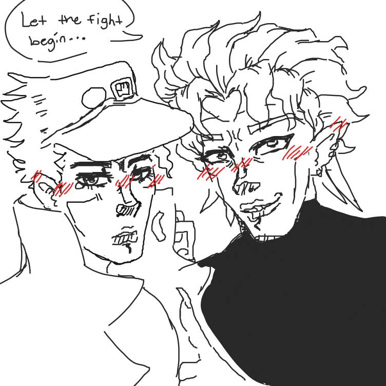 Jotaro and Dio suggestively come close to eachother, to show dominance and pride that one of them may win this deliciously fun battle...  - Online Drawing Game Comic Strip Panel by Disabled1