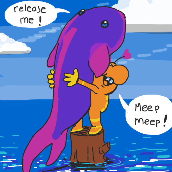 Smiegle man is happy now that he's got his big catch - Online Drawing Game Comic Strip Panel by Fathur