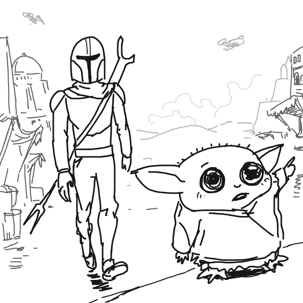 Baby Yoda wanted something... - Online Drawing Game Comic Strip Panel by Fathur