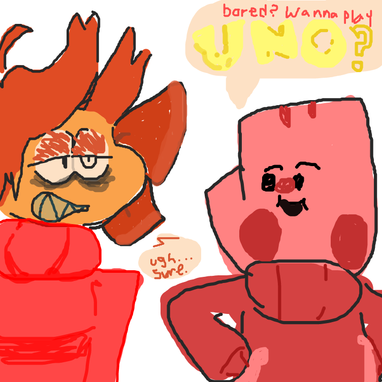 Patchy wants to know if Buddy wants to play uno, add yourself to the group!
(buddy is another character of mine). - Online Drawing Game Comic Strip Panel by yogiibear