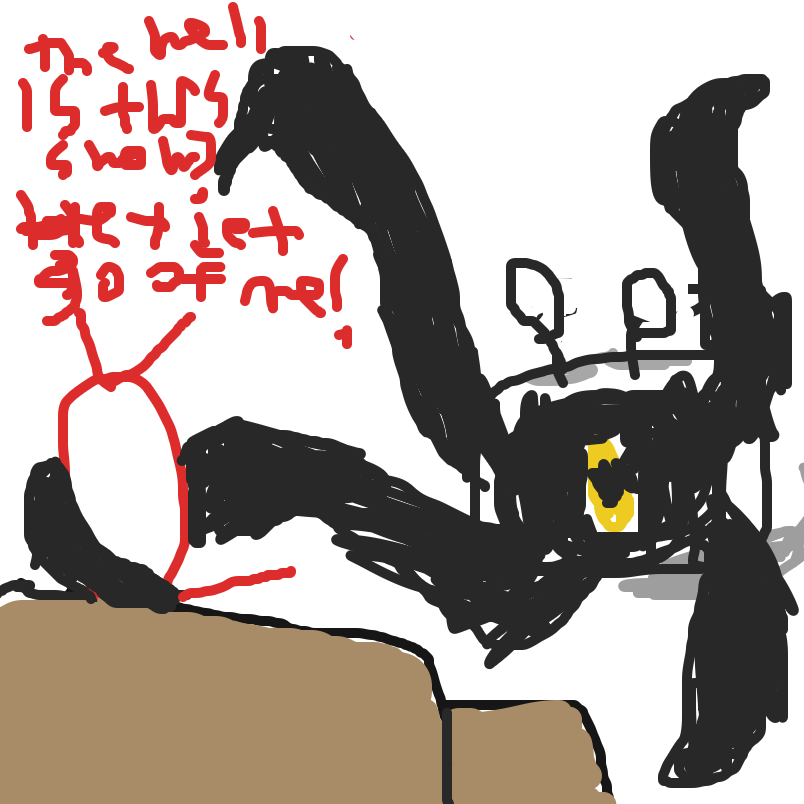 Red Guy’s Tv has a tentacle monster trying to suck him inside of it and he’s as oblivious as ever saying “The hell is this show? Hey let go of me! - Online Drawing Game Comic Strip Panel by Red Guy 2