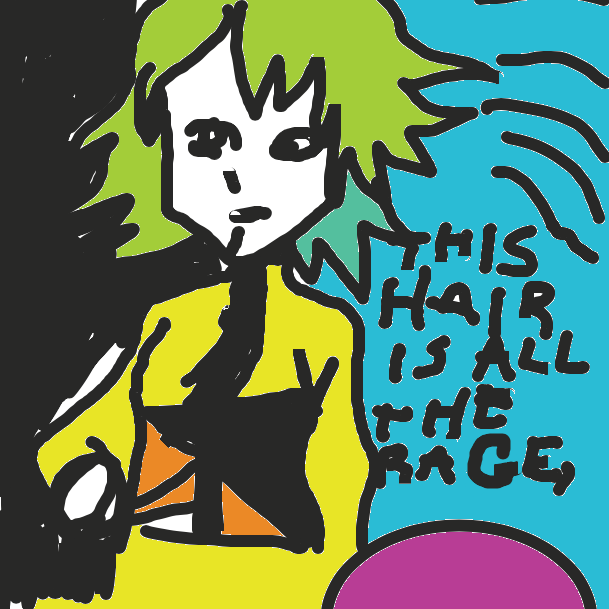 Chloe is admiring her new haircut ant thinks it's "all the rage". - Online Drawing Game Comic Strip Panel by Edouard
