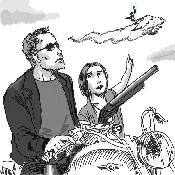 "Shoot him mister, that bastard stole my dragon" - Online Drawing Game Comic Strip Panel by Fathur