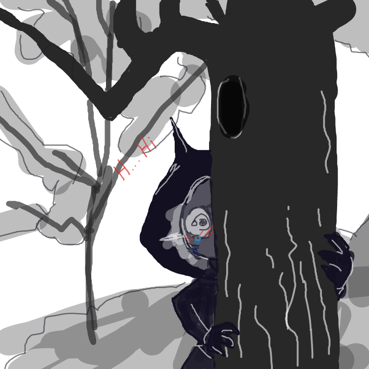 Flatwoods Monster is shy.  - Online Drawing Game Comic Strip Panel by yogiibear