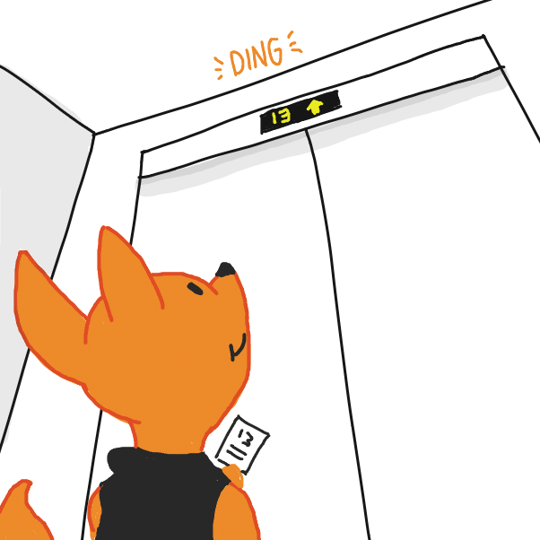 The elevator has stopped at her floor - Online Drawing Game Comic Strip Panel by Fathur