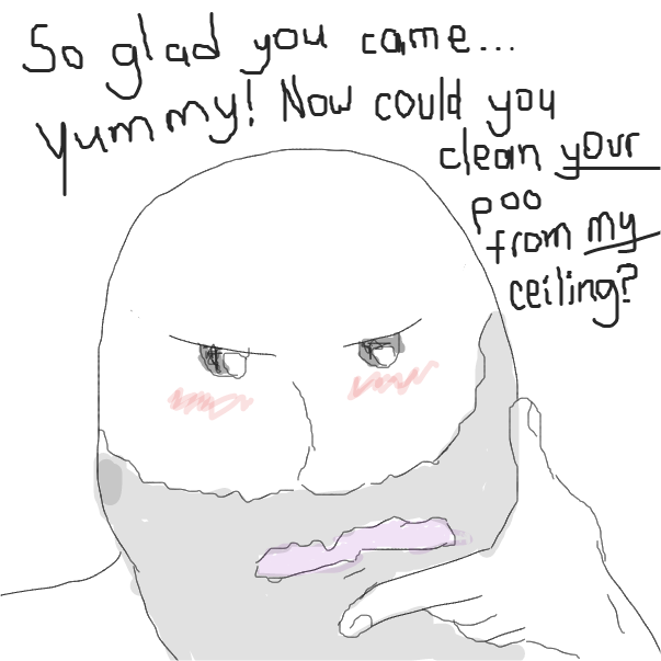 Drawing in The person next door is on our roof by ArelaEstudio