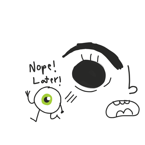 The left eye is hopping out of the woman's eye socket. - Online Drawing Game Comic Strip Panel by Elepheel