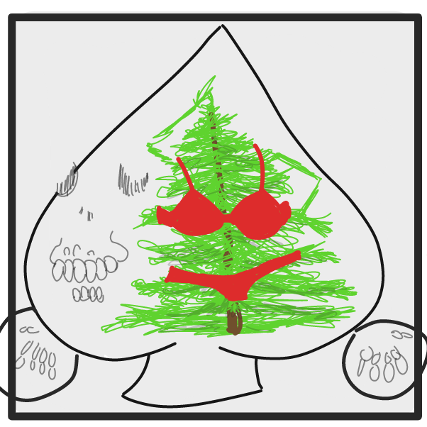 Sexy bikini clad fir trees are frightening. - Online Drawing Game Comic Strip Panel by Wizard Croissant