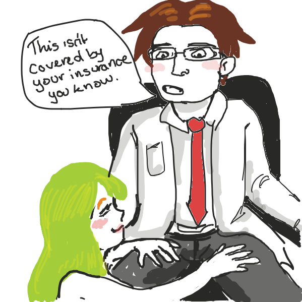 first persons note : 'you know that anime meme where the girl says "I want you doctor" then the doctor says, "this isn't covered by your insurance". yeah, that.' - Online Drawing Game Comic Strip Panel by Mojomos
