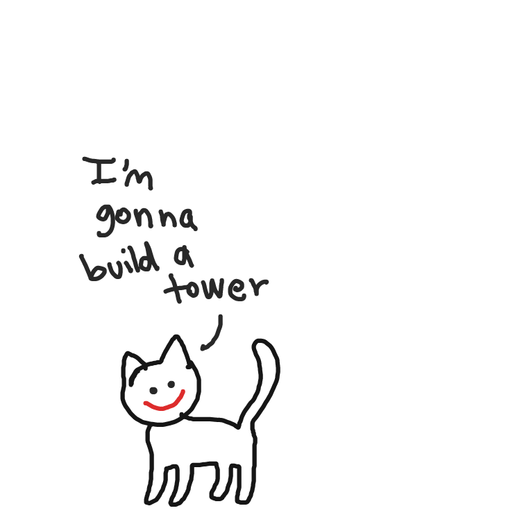 cat builds a tower - Online Drawing Game Comic Strip Panel by niania