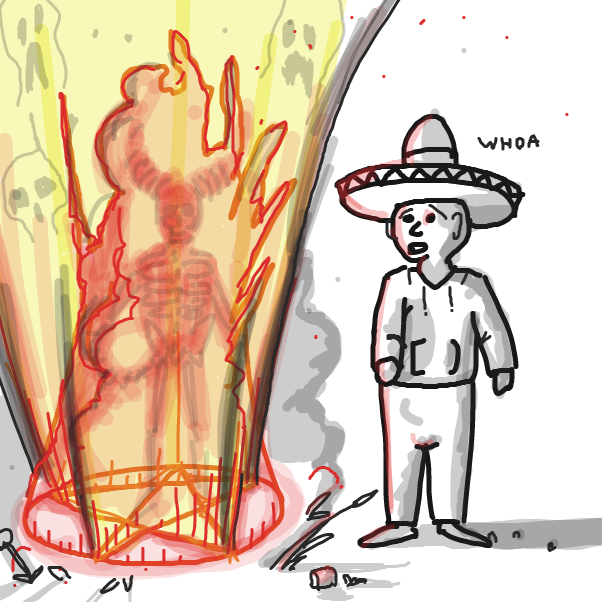 Satan arrives! A surprise visit! - Online Drawing Game Comic Strip Panel by Spanky the B