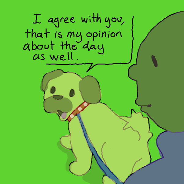 doggy agrees about the weather - Online Drawing Game Comic Strip Panel by muddyrock
