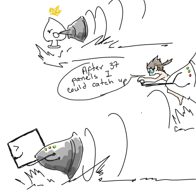 I... couldn't help to turn help megaphones into speed-racers. ^_^ - Online Drawing Game Comic Strip Panel by ArelaEstudio