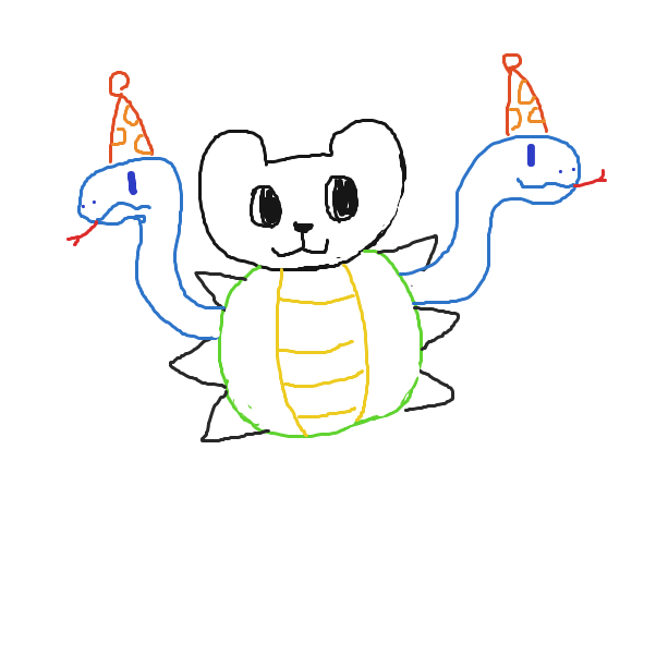 Snake arms with party hats - Online Drawing Game Comic Strip Panel by Derren