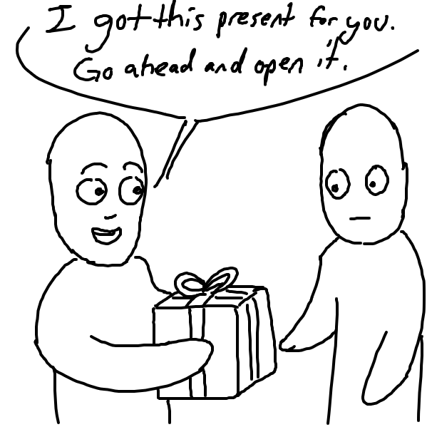 It's not a good present - Online Drawing Game Comic Strip Panel by Robospunk 