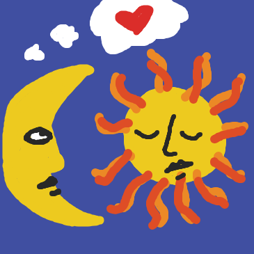 Drawing in Moon and sun by Kyle