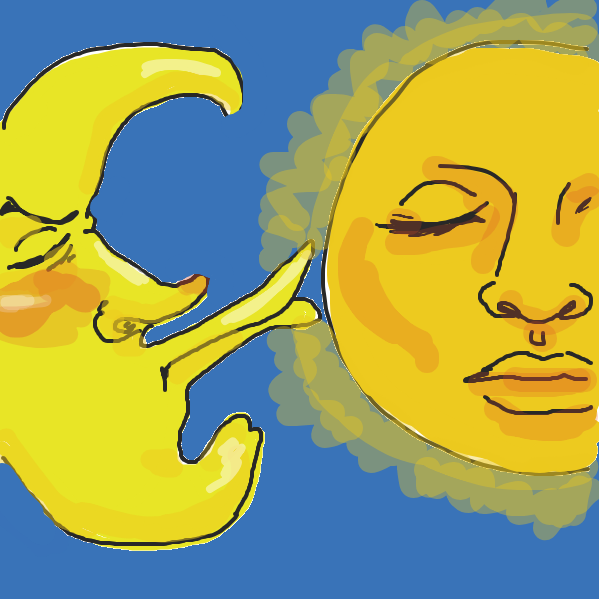 Drawing in Moon and sun by Mojomos