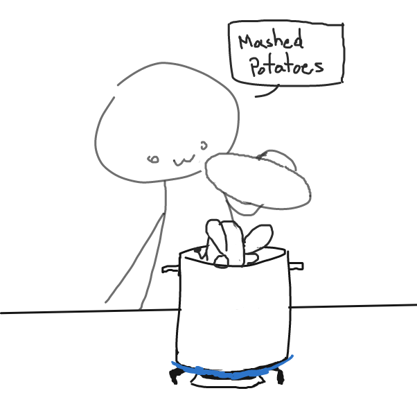 "You first boil the potato" - Online Drawing Game Comic Strip Panel by Sluggishfella
